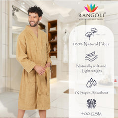 Rangoli Noble Cotton Adult Bathrobe for Men 400 GSM