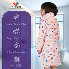 Rangoli Kids Unicorn Cotton Bathrobe 400 GSM for Girls and Boys