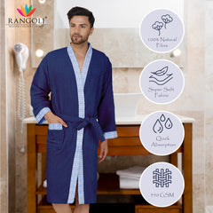 Rangoli Sakura Cotton Adult Bathrobe for Men 550 GSM