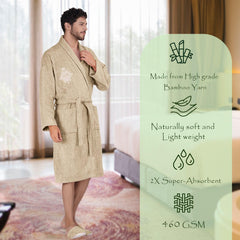 Rangoli Royal Bamboo Bathrobe for Men | Ultra-Soft & Lightweight | 100% Bamboo Fabric | Highly Absorbent, Eco-Friendly & Breathable