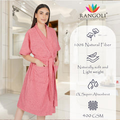 Rangoli Noble Cotton Adult Bathrobe for Women 400 GSM