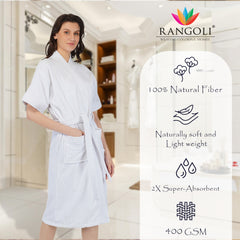 Rangoli Noble Cotton Adult Bathrobe for Women 400 GSM