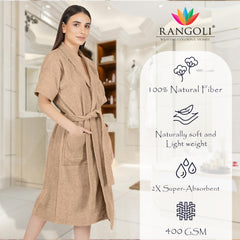 Rangoli Noble Cotton Adult Bathrobe for Women 400 GSM