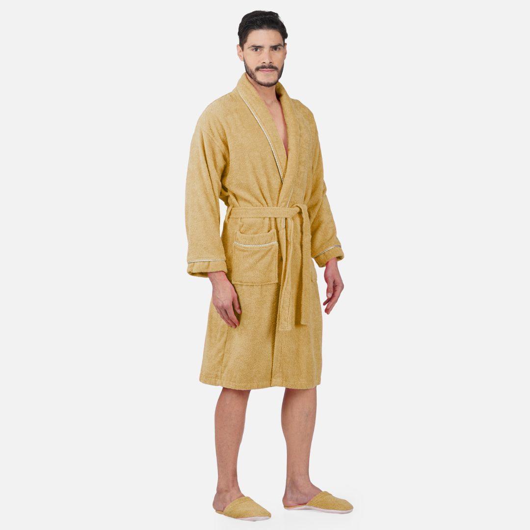 Sunshine 500 GSM Cotton Bathrobe For Men with Matching Slippers - Rangoli