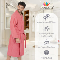 Rangoli Noble Cotton Adult Bathrobe for Men 400 GSM