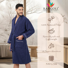 Rangoli Sunshine 500 GSM Cotton Bathrobe For Men