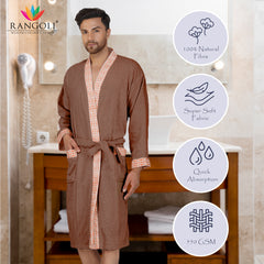 Rangoli Sakura Cotton Adult Bathrobe for Men 550 GSM