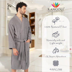 Rangoli Noble Cotton Adult Bathrobe for Men 400 GSM