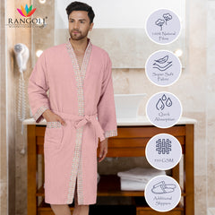 Rangoli Sakura Cotton Adult Bathrobe for Men 420 GSM