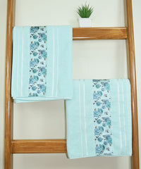 Victoria 100% Cotton Towel set of 4, (Printed Border), 450 GSM