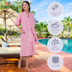 Rangoli Sakura Cotton Adult Bathrobe for Women 550 GSM