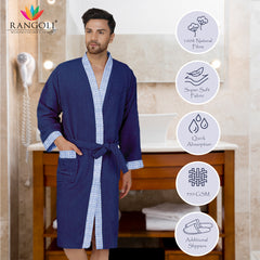 Rangoli Sakura Cotton Adult Bathrobe for Men 420 GSM