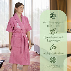 Rangoli Royal Bamboo Bathrobe for Women | Eco-Friendly, Ultra-Soft & Lightweight | 100% Bamboo Fiber | Highly Absorbent, Breathable & Gentle on Skin |