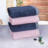 500 GSM Bamboo Hand Towels Set Of 4 - Pink & Blue | Ultra Soft & Highly Absorbent Towels - Rangoli
