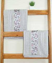 Victoria 100% Cotton Towel set of 4, (Printed Border), 450 GSM