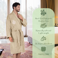 Rangoli Royal Bamboo Bathrobe for Men | Ultra-Soft & Lightweight | 100% Bamboo Fabric | Highly Absorbent, Eco-Friendly & Breathable