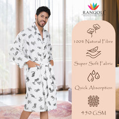 Rangoli Jaguar Cotton Bathrobe for Men