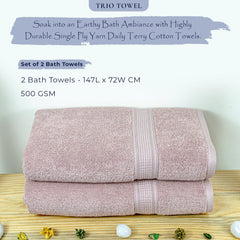 Trio 100% Cotton Bath Towel Set of 2 (550 GSM)
