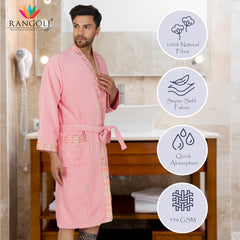 Rangoli Sakura Cotton Adult Bathrobe for Men 550 GSM