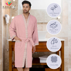 Rangoli Sakura Cotton Adult Bathrobe for Men 550 GSM