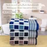 Rangoli Lira Check 100% Cotton Hand Towel Set of 3, 450 GSM