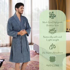 Rangoli Royal Bamboo Bathrobe for Men | Ultra-Soft & Lightweight | 100% Bamboo Fabric | Highly Absorbent, Eco-Friendly & Breathable