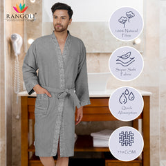 Rangoli Sakura Cotton Adult Bathrobe for Men 550 GSM