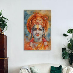 Shree Rama Canvas Wall Painting | Cotton Stretched Canvas - Rangoli