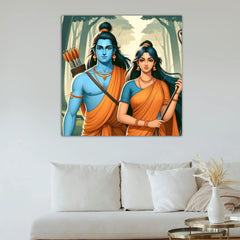 Sita Ram Canvas Wall Painting | Cotton Stretched Canvas