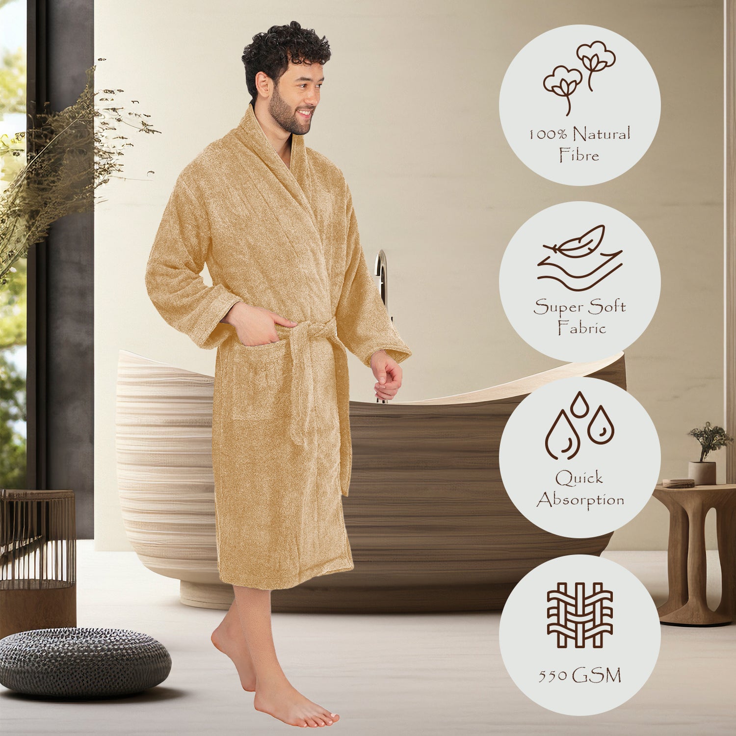 Canningvale 550 GSM Cotton Bathrobe For Men