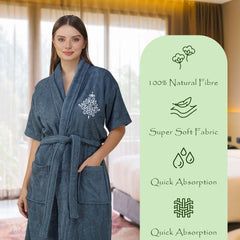 Rangoli Royal Bamboo Bathrobe for Women | Eco-Friendly, Ultra-Soft & Lightweight | 100% Bamboo Fiber | Highly Absorbent, Breathable & Gentle on Skin |