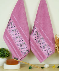 Victoria 100% Cotton Towel set of 4, (Printed Border), 450 GSM