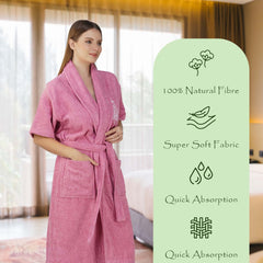 Rangoli Royal Bamboo Bathrobe for Women | Eco-Friendly, Ultra-Soft & Lightweight | 100% Bamboo Fiber | Highly Absorbent, Breathable & Gentle on Skin |