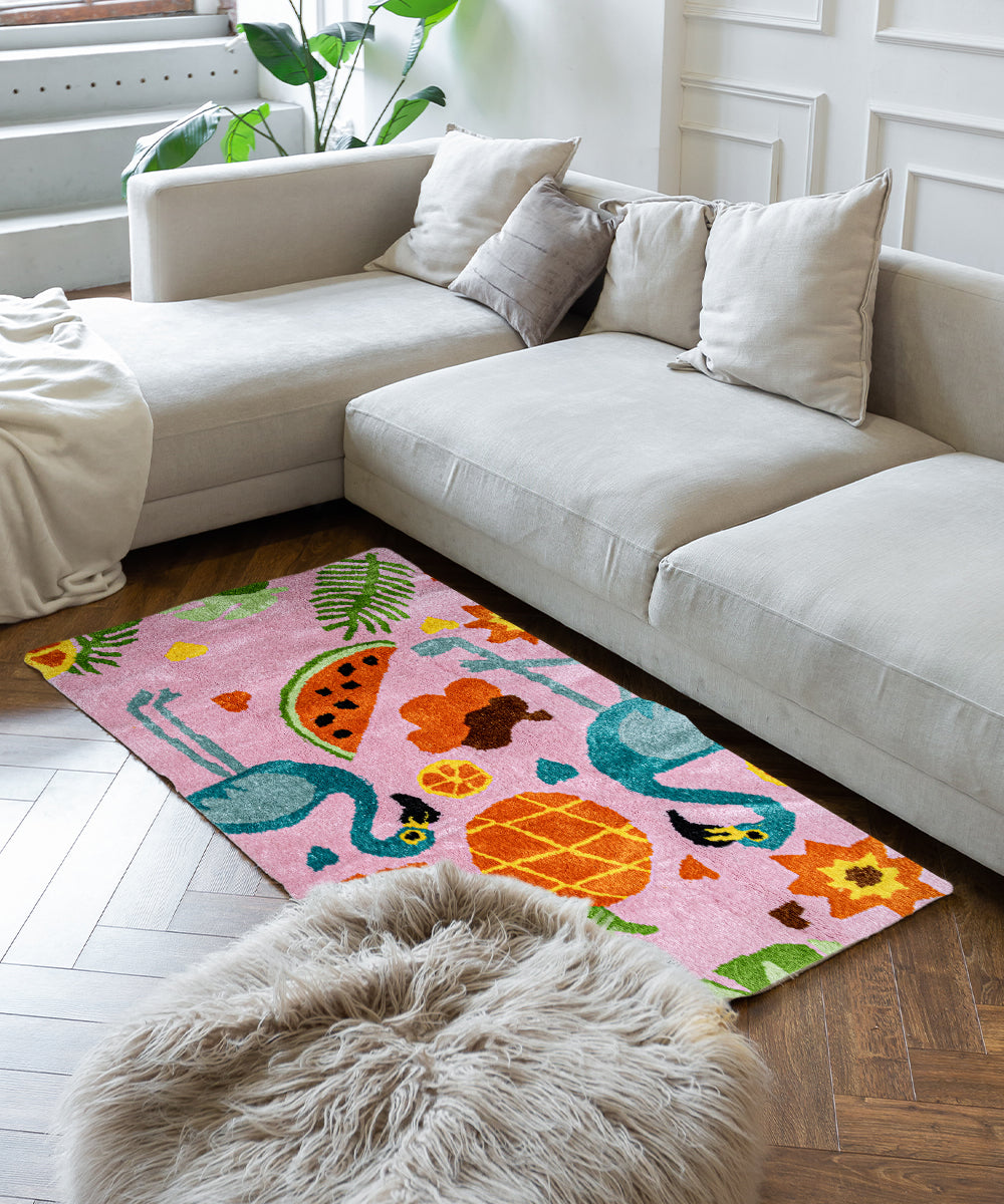 Beach Flamingo Design 2500 GSM Kids Room Rug (100 x 150 cm)