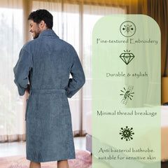 Rangoli Royal Bamboo Bathrobe for Men | Ultra-Soft & Lightweight | 100% Bamboo Fabric | Highly Absorbent, Eco-Friendly & Breathable