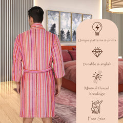 Pinstripe Men 450 GSM Cotton Bathrobe