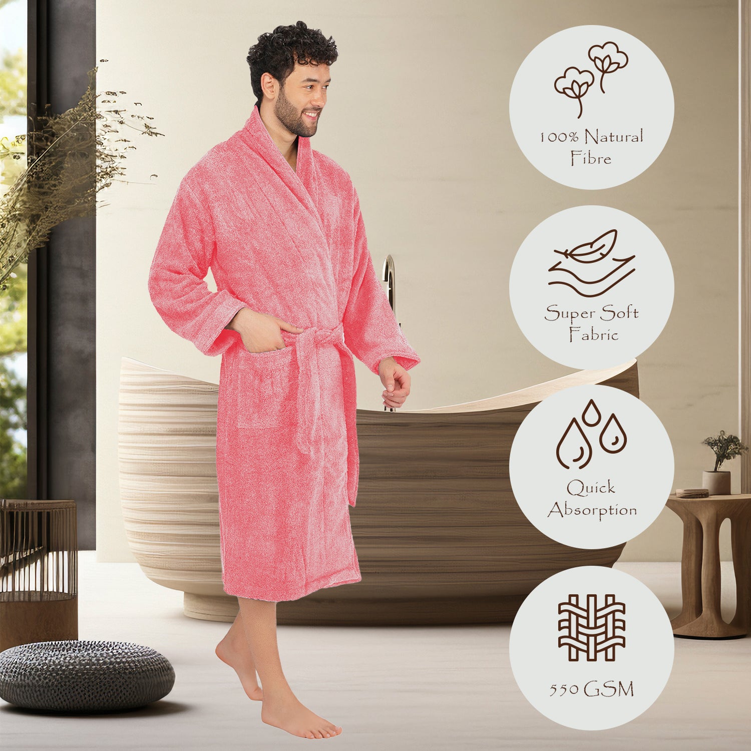 Canningvale 550 GSM Cotton Bathrobe For Men