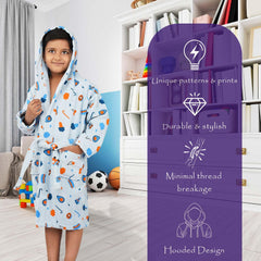 Rangoli Kids Cotton Bathrobe 400 GSM (Pizza Design) for Girls and Boys