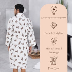 Rangoli Jaguar Cotton Bathrobe for Men