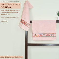 Royal Designed Rajvanshi 440 GSM Cotton Set of 2 Hand Towels - Rangoli