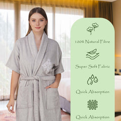 Rangoli Royal Bamboo Bathrobe for Women | Eco-Friendly, Ultra-Soft & Lightweight | 100% Bamboo Fiber | Highly Absorbent, Breathable & Gentle on Skin |