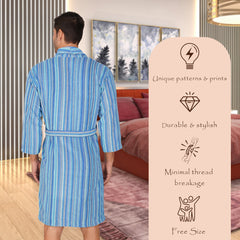 Pinstripe Men 420 GSM Cotton Bathrobe