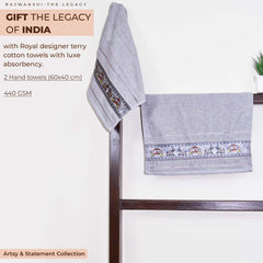 Royal Designed Rajvanshi 440 GSM Cotton Set of 2 Hand Towels - Rangoli