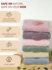 Prima Dream 100% Cotton Hand Towel Set of 6 (Applique Embroidery), 450 GSM