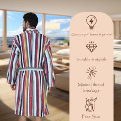 Pinstripe Men 420 GSM Cotton Bathrobe - Rangoli