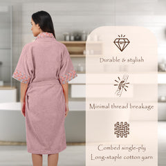 Rangoli Sunshine 500 GSM Cotton Bathrobe For  Women