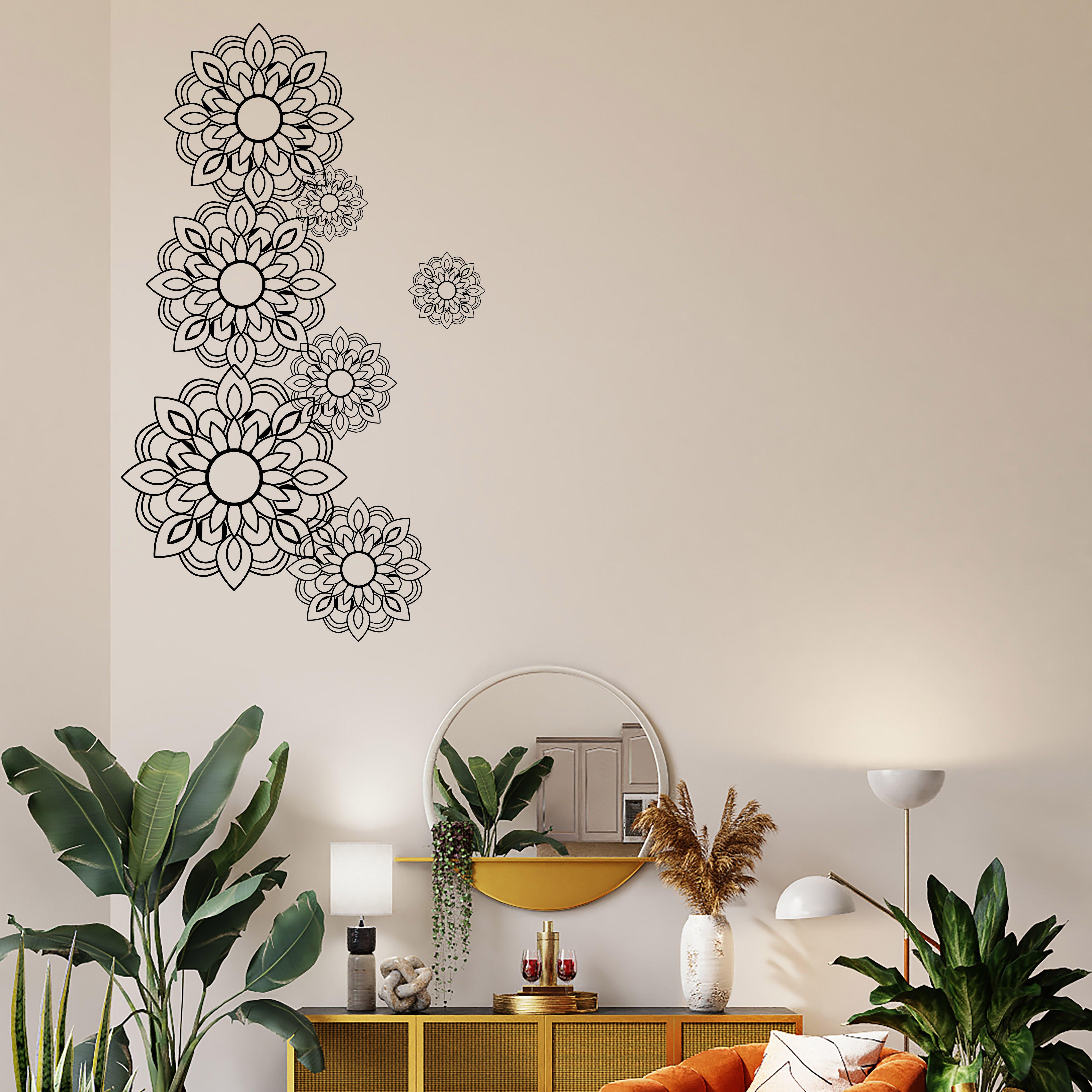 Symmetrical Floral Design Wall Sticker (100 x 60 cm) - Rangoli