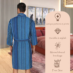 Pinstripe Men 450 GSM Cotton Bathrobe