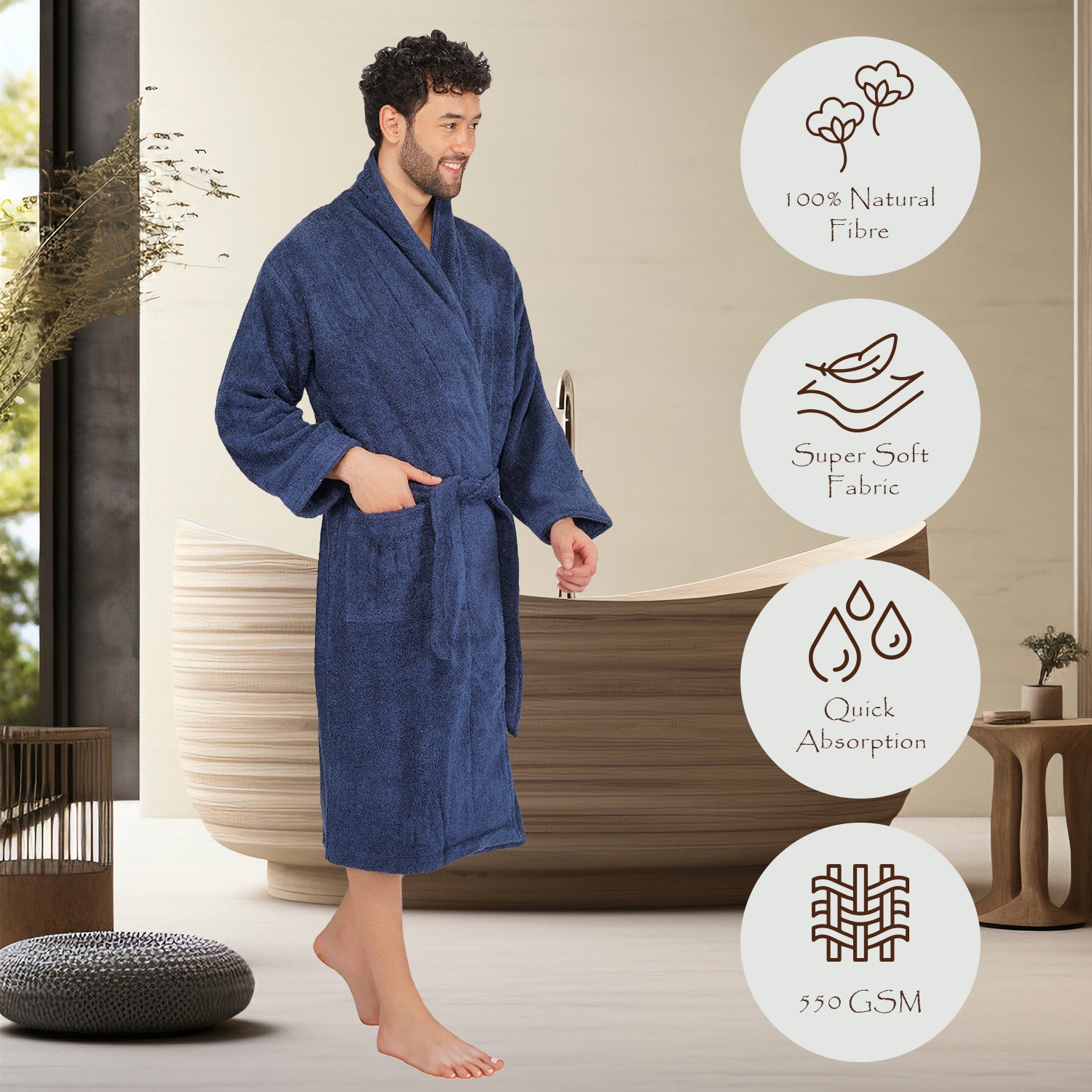 Canningvale 550 GSM Cotton Bathrobe For Men