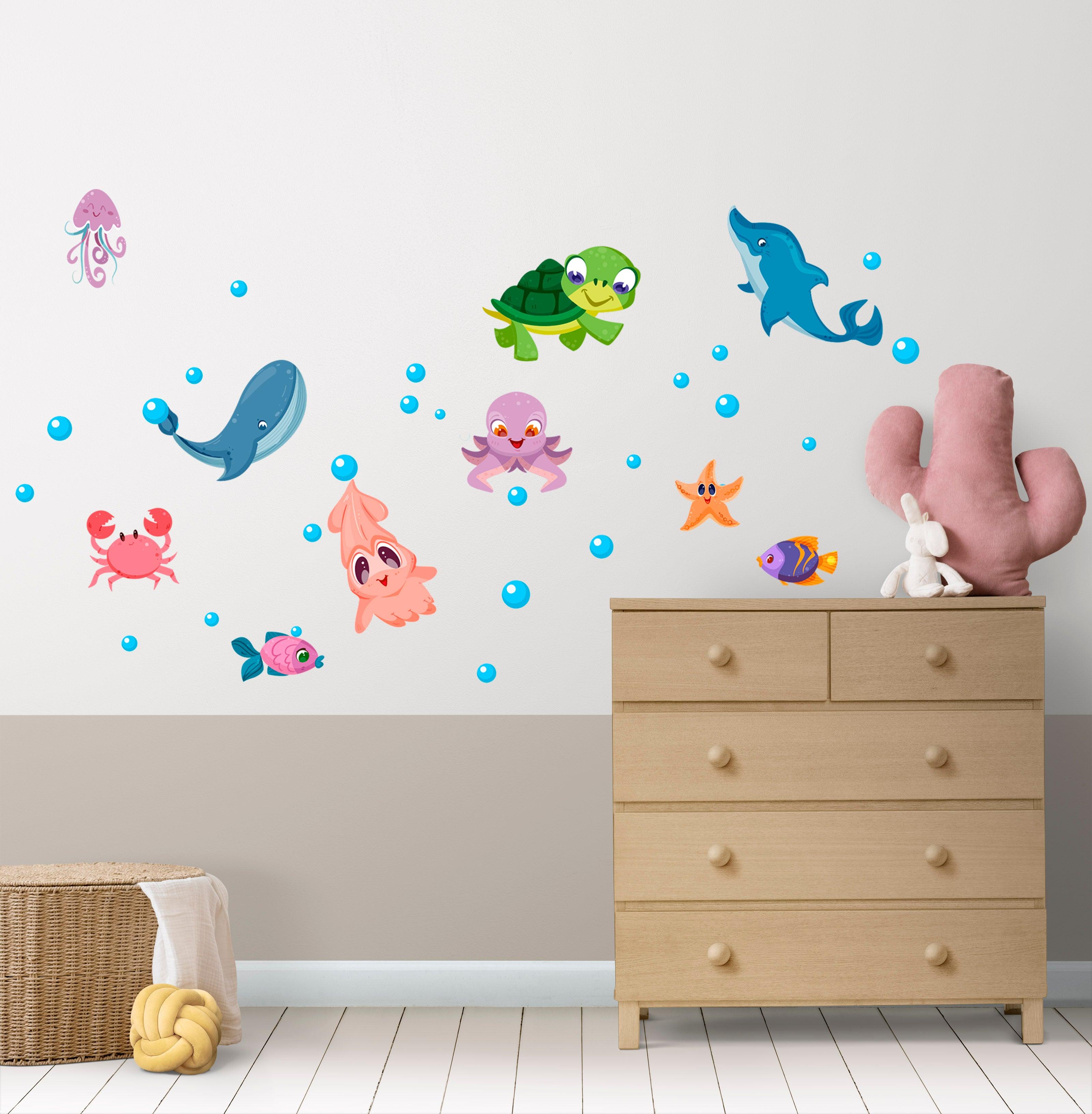 Cute Aquarium Animals Wall Sticker (150 x 60 cm) - Rangoli